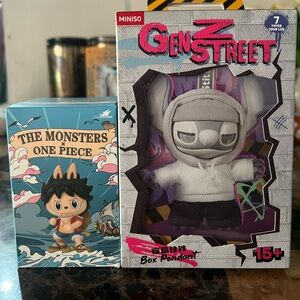Miniso GenZ Street Box Pendant & Popmart The Monsters x One Piece bundle